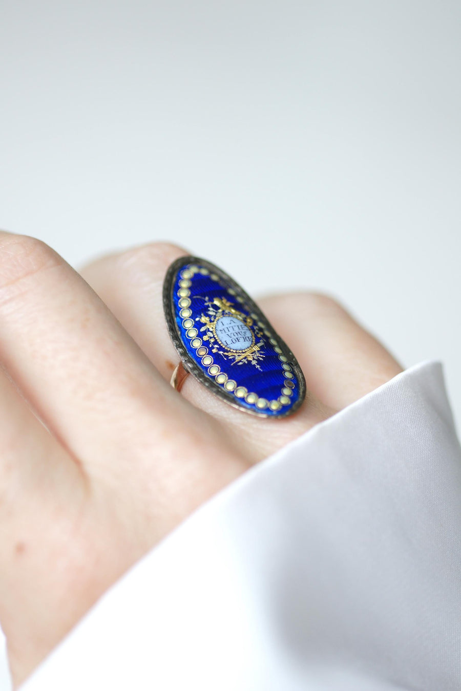 Bague Sentimentale Amitié XVIIIe Siècle Email Or et Argent