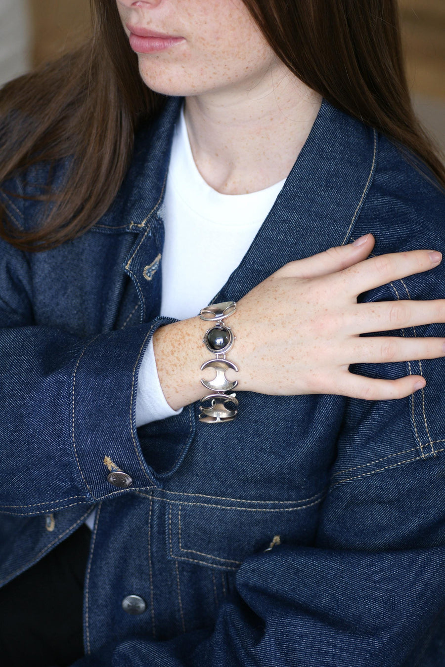Henning Koppel pour Georg Jansen Bracelet en Argent Articulé Fermoir Hématite