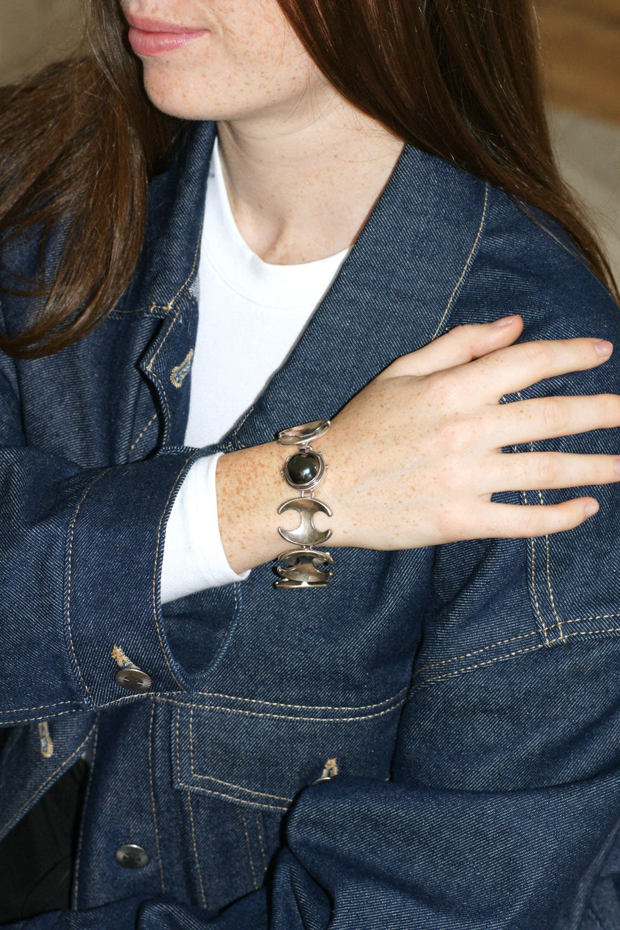 Henning Koppel pour Georg Jansen Bracelet en Argent Articulé Fermoir Hématite