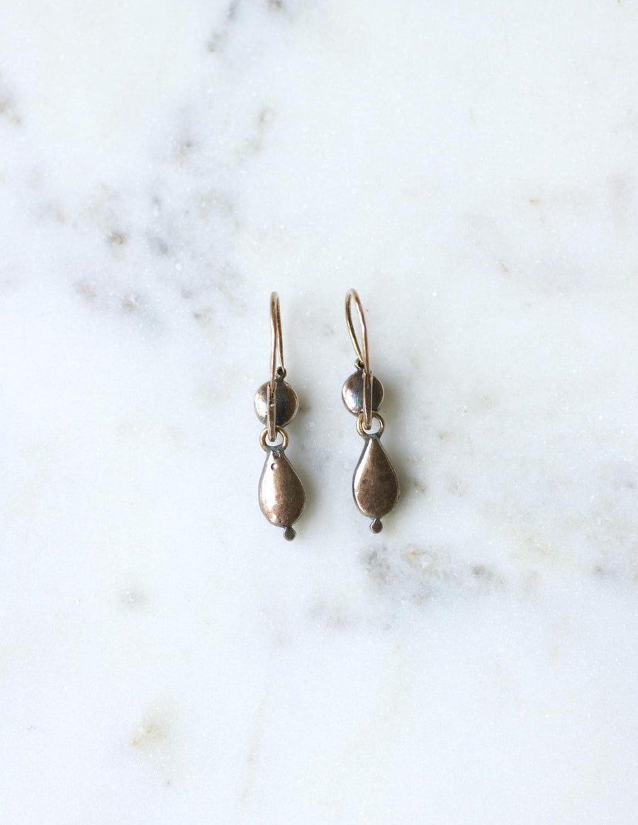 Boucles d'Oreilles Dormeuses Diamants Anciennes Or et Argent