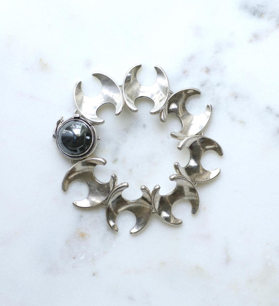 Henning Koppel pour Georg Jansen Bracelet en Argent Articulé Fermoir Hématite