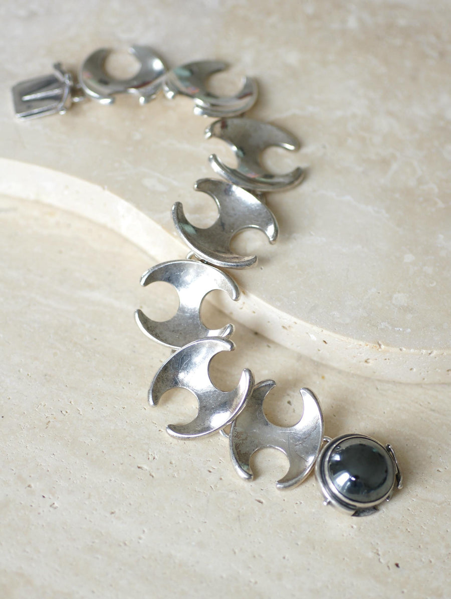 Henning Koppel pour Georg Jansen Bracelet en Argent Articulé Fermoir Hématite