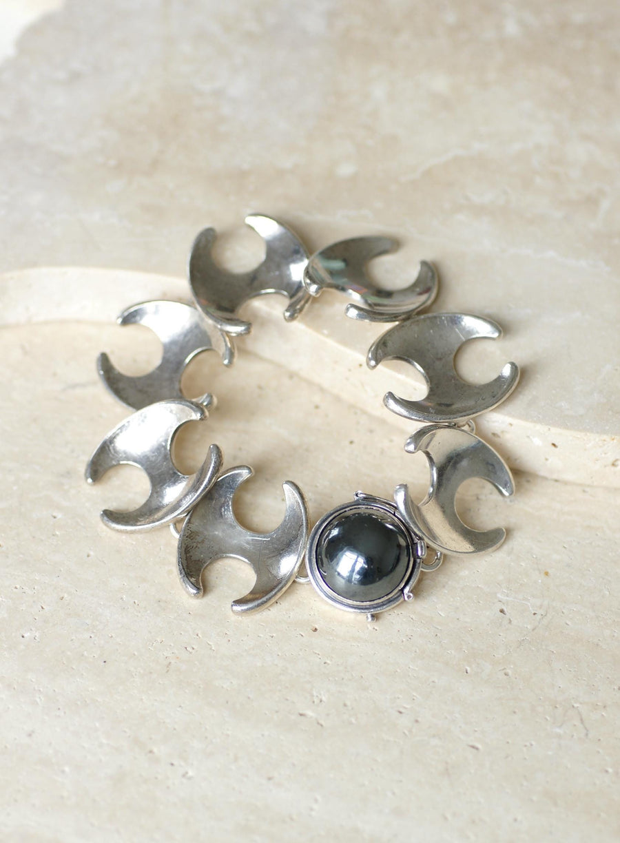 Henning Koppel pour Georg Jansen Bracelet en Argent Articulé Fermoir Hématite