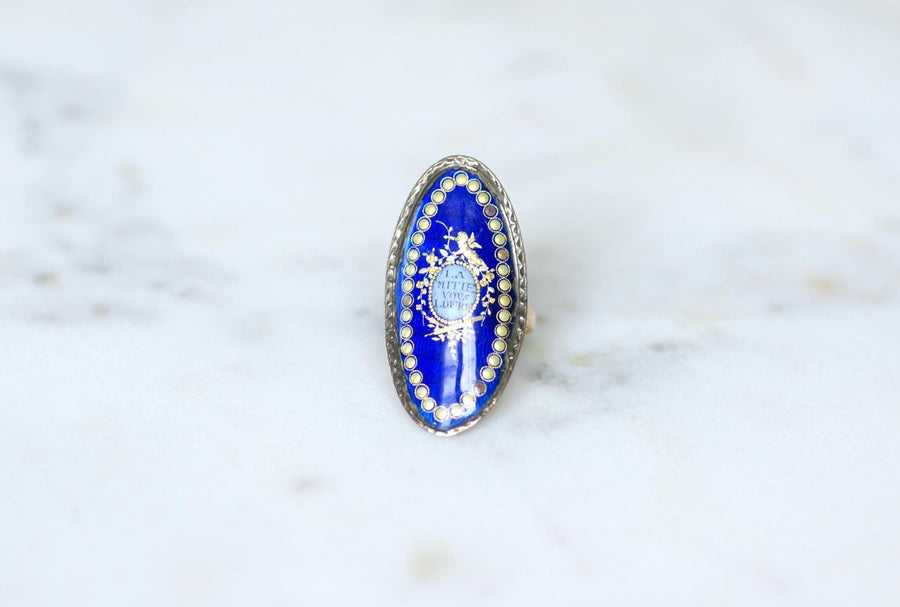 Bague Sentimentale Amitié XVIIIe Siècle Email Or et Argent