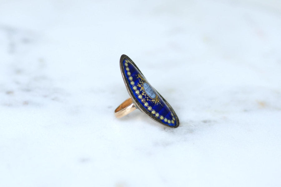 Bague Sentimentale Amitié XVIIIe Siècle Email Or et Argent