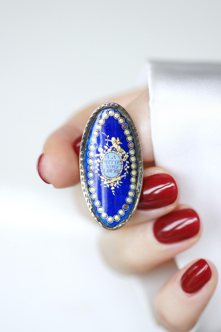 Bague Sentimentale Amitié XVIIIe Siècle Email Or et Argent