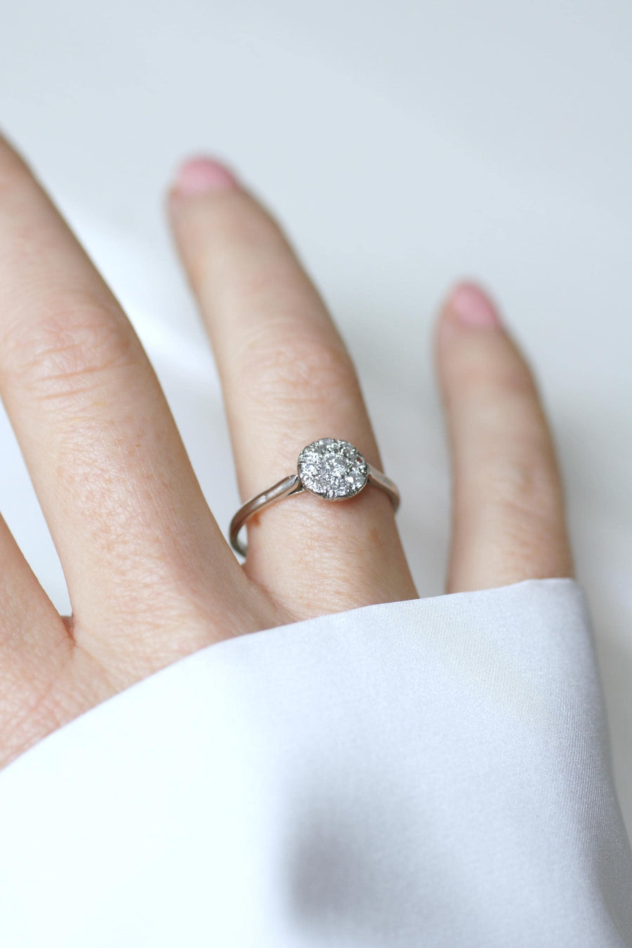 Bague Art Deco Ronde Diamants sur Platine