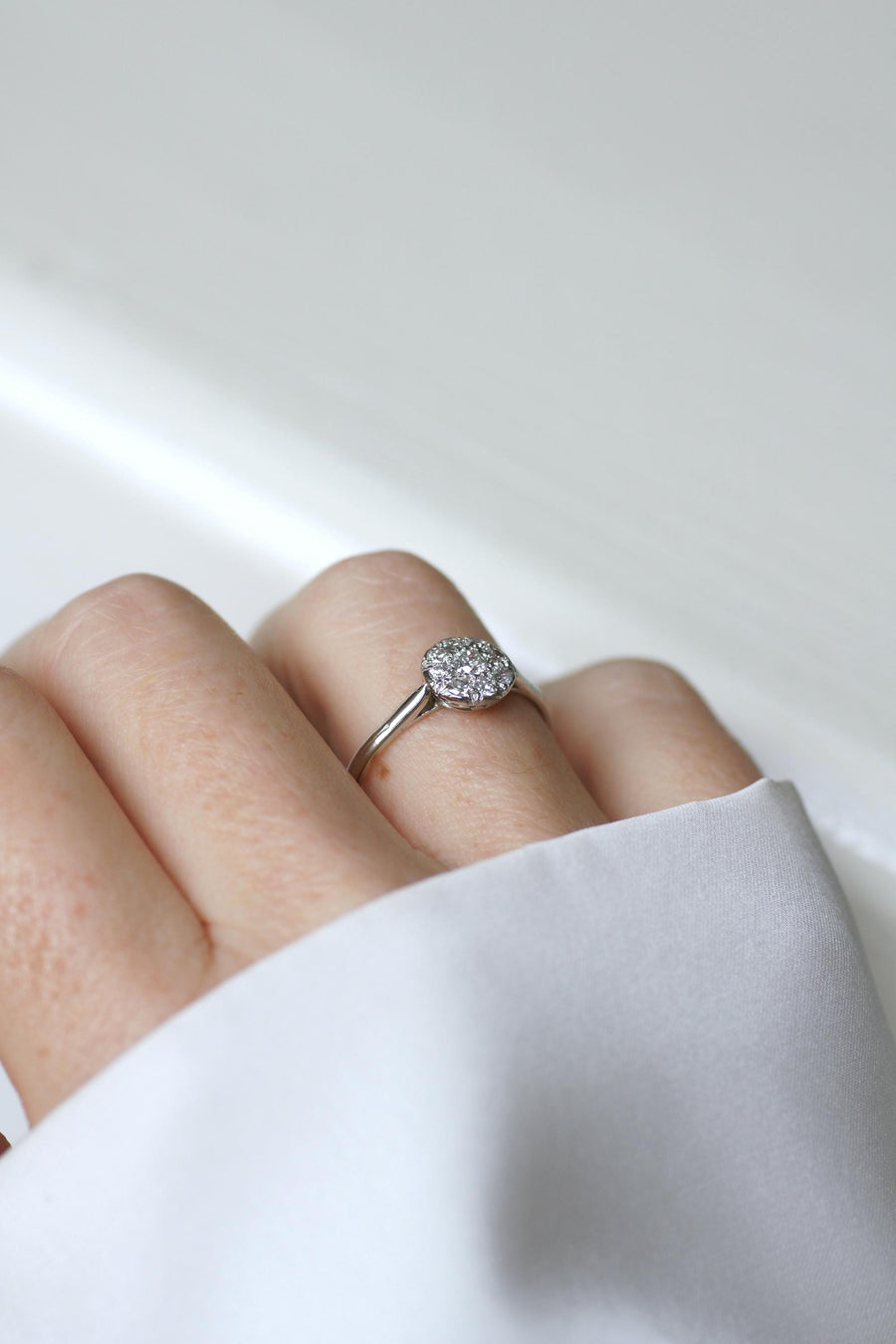 Bague Art Deco Ronde Diamants sur Platine