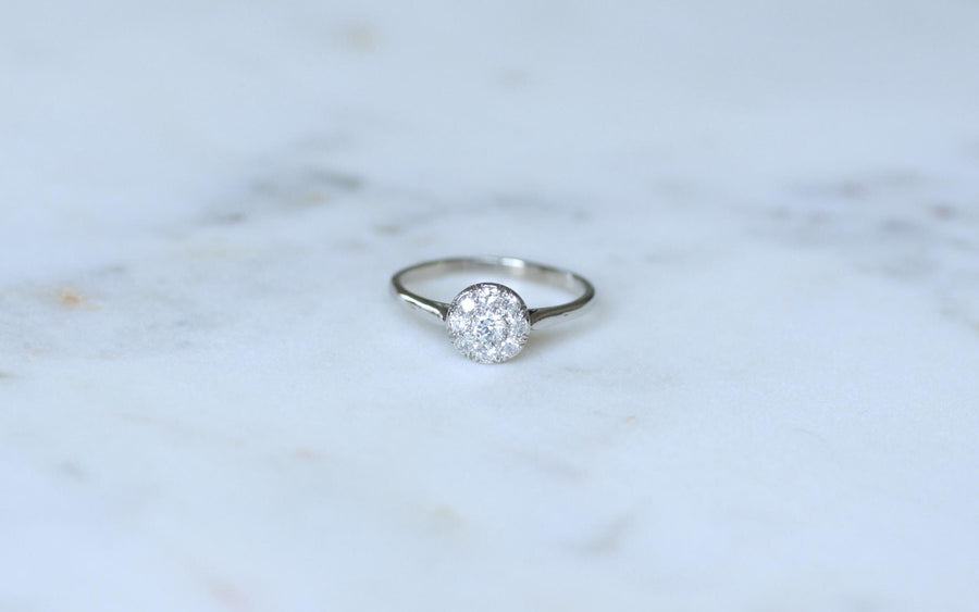 Bague Art Deco Ronde Diamants sur Platine