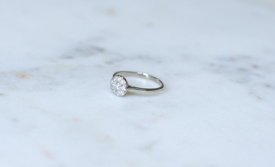 Bague Art Deco Ronde Diamants sur Platine