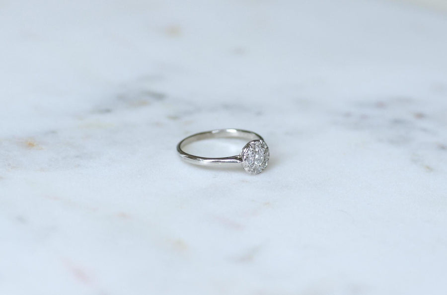 Bague Art Deco Ronde Diamants sur Platine
