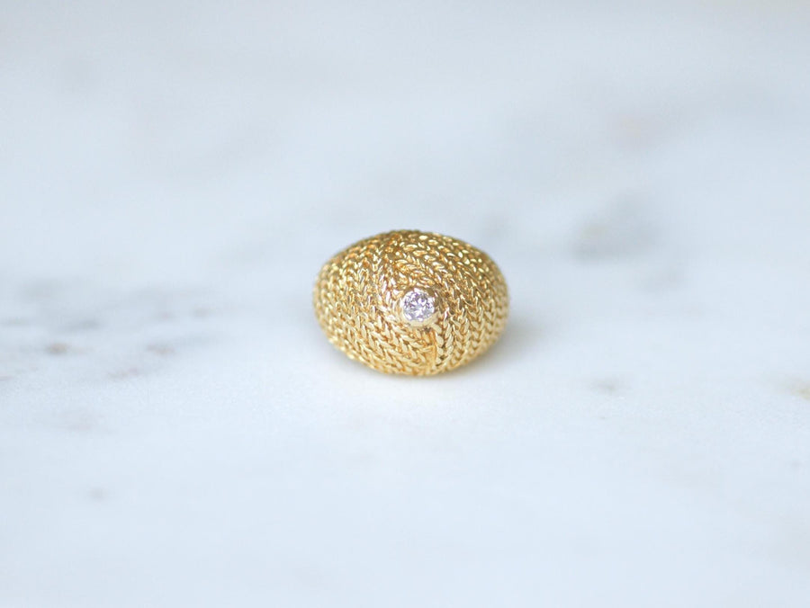 Bague Boule Diamant sur Or Tressé