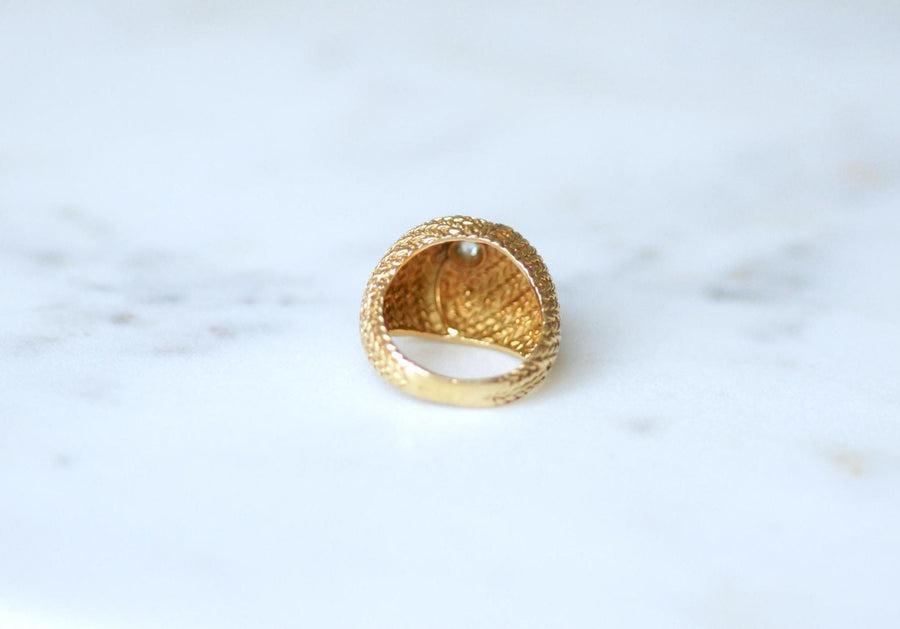 Bague Boule Diamant sur Or Tressé