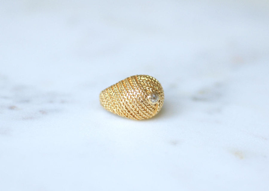 Bague Boule Diamant sur Or Tressé