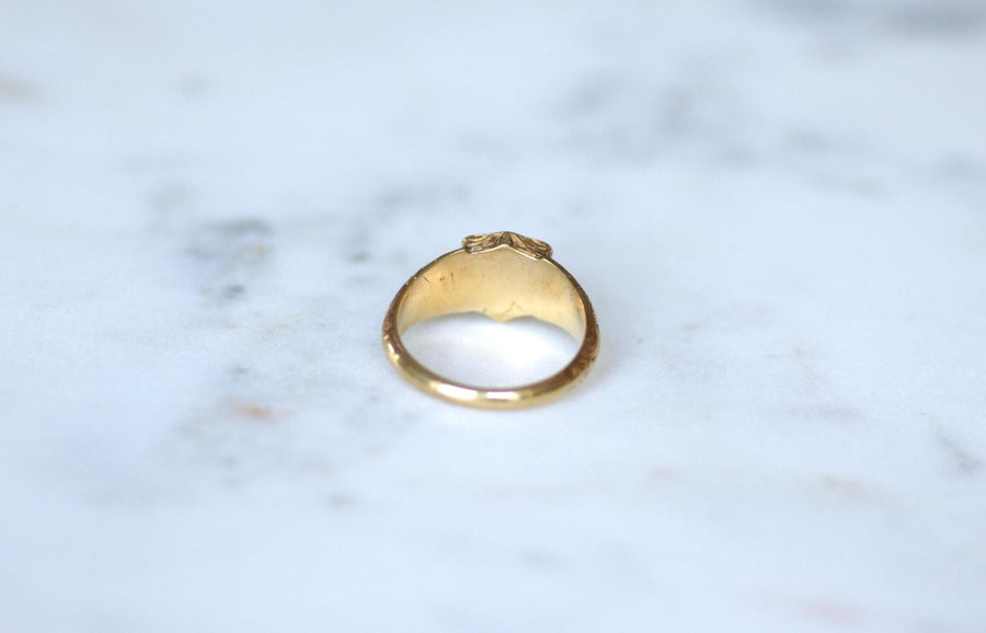 Bague Ancienne Chevalière Intaille Jaspe Sanguin sur Or Jaune