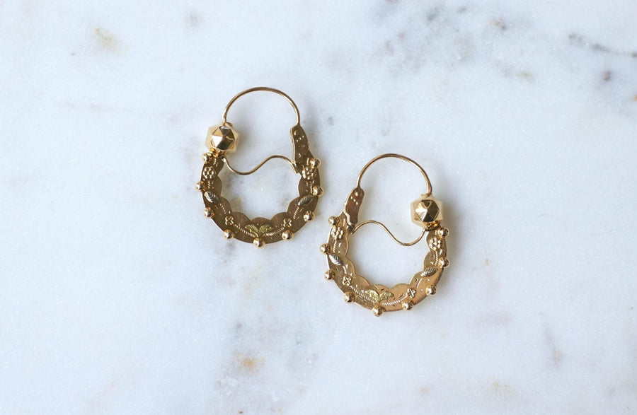 Boucles d'Oreilles Créoles Savoyardes Or Rose et Jaune