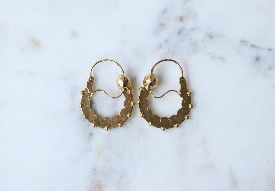 Boucles d'Oreilles Créoles Savoyardes Or Rose et Jaune