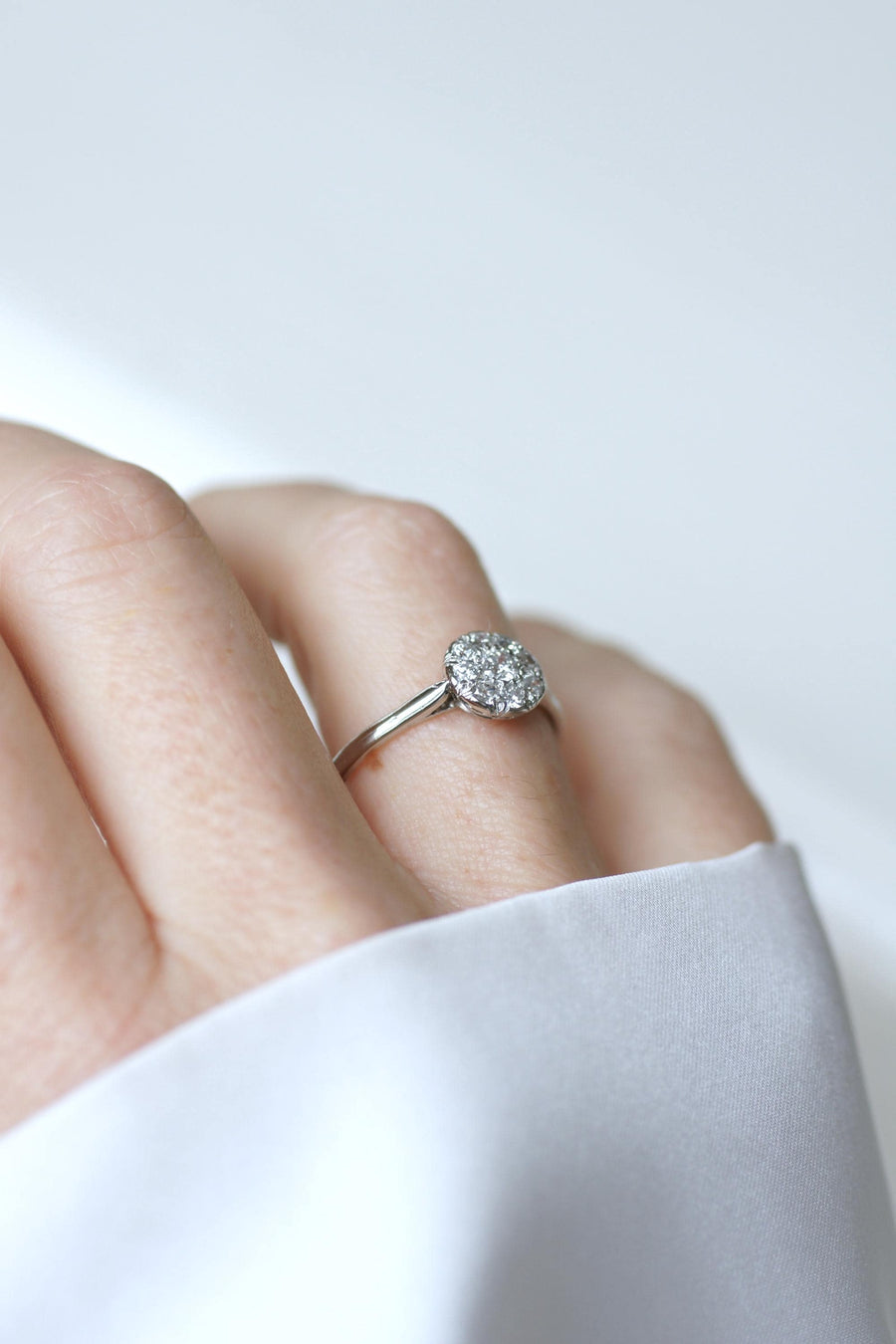 Bague Art Deco Ronde Diamants sur Platine