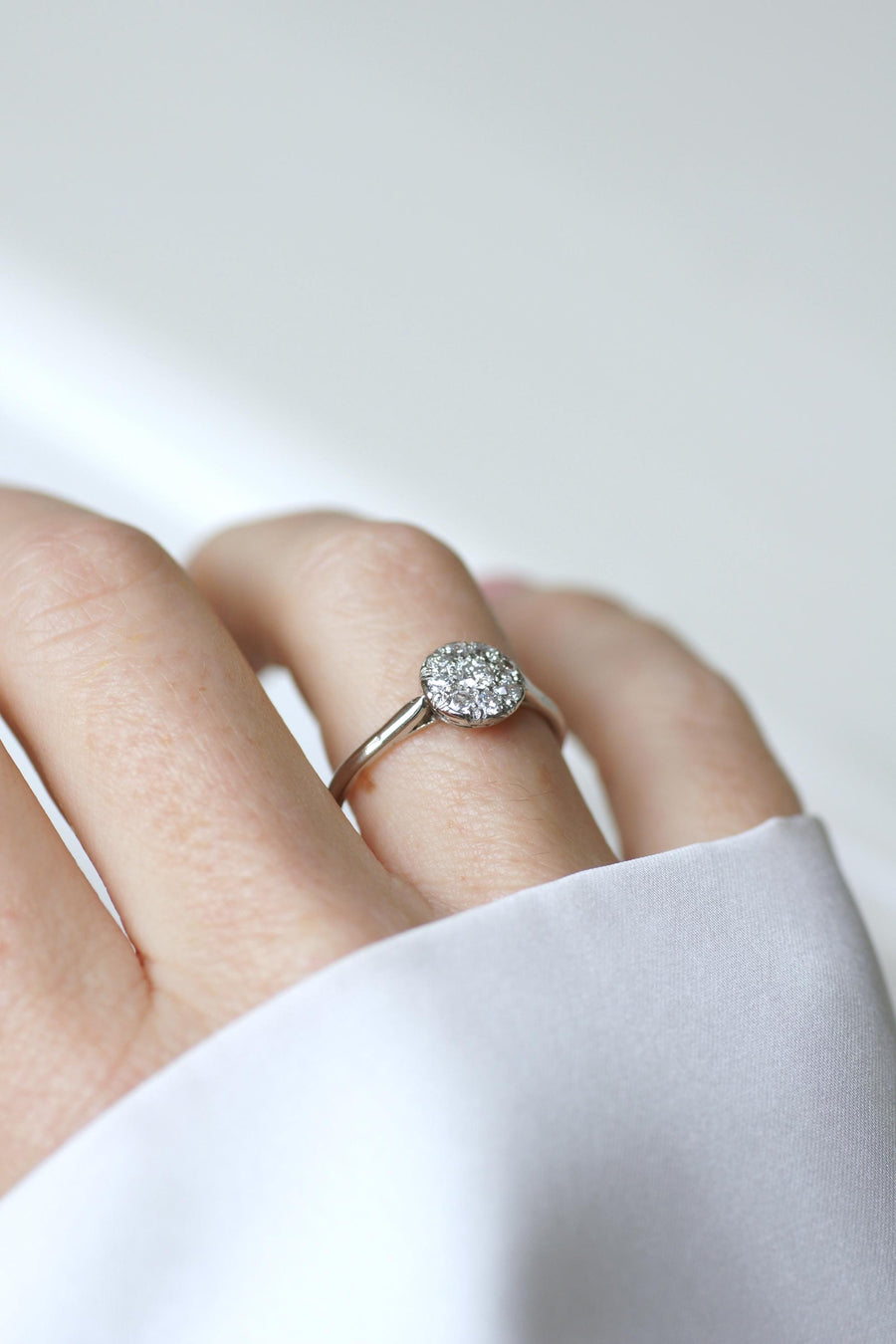 Bague Art Deco Ronde Diamants sur Platine