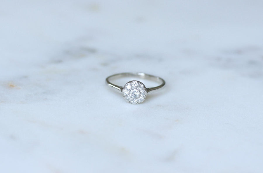 Bague Art Deco Ronde Diamants sur Platine