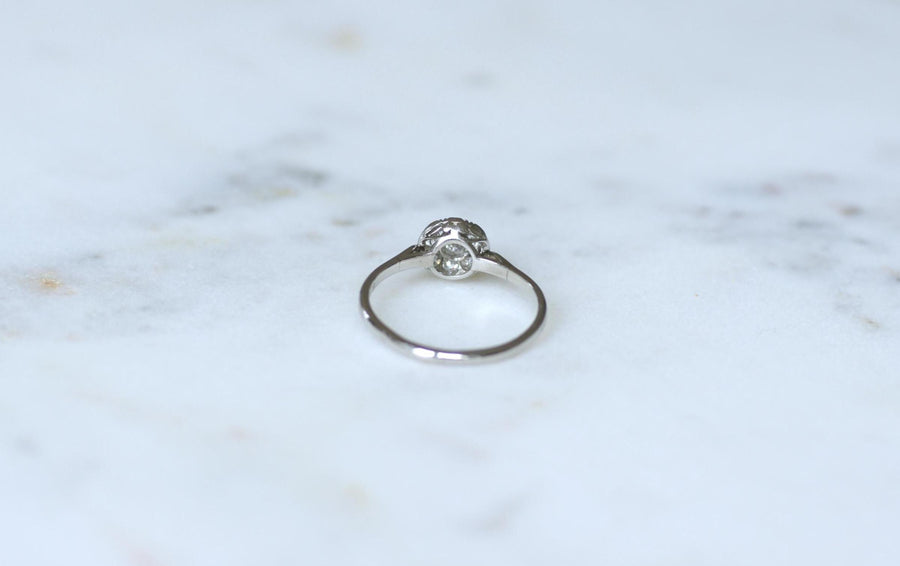 Bague Art Deco Ronde Diamants sur Platine