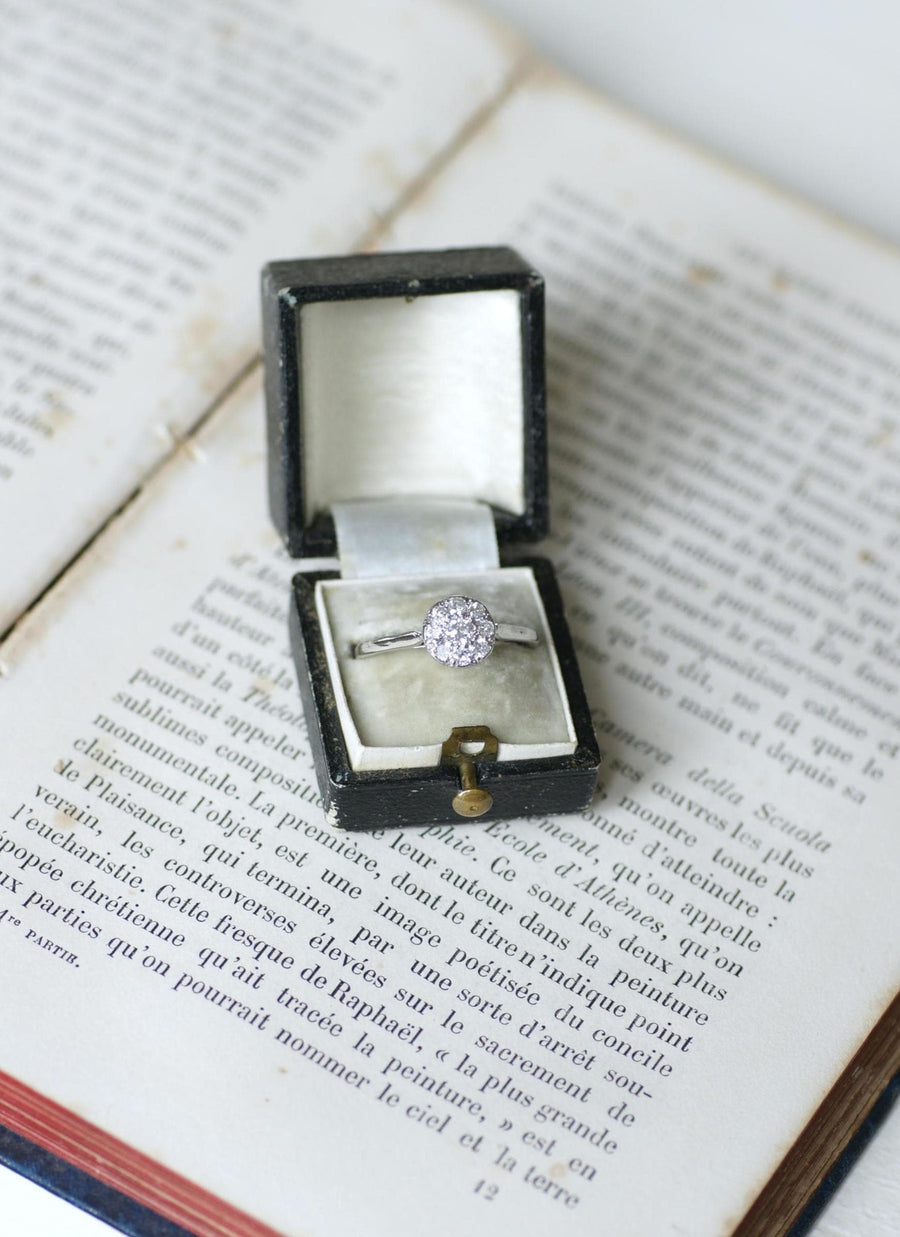 Bague Art Deco Ronde Diamants sur Platine