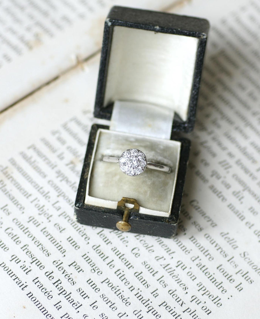 Bague Art Deco Ronde Diamants sur Platine