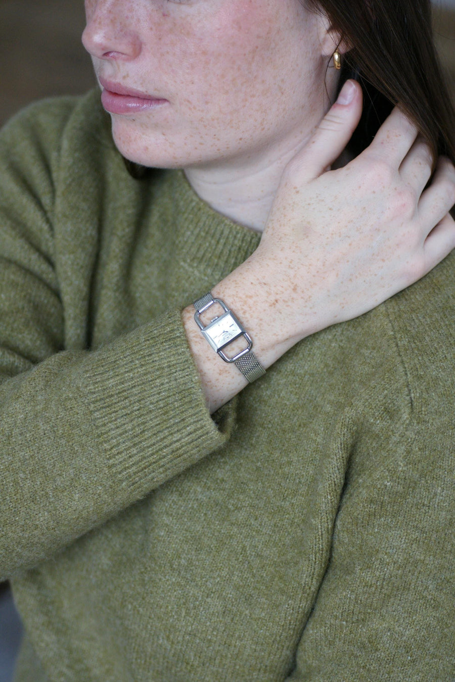 Montre Etrier Jaeger LeCoultre pour Hermès Femme Mécanique Acier Années 70