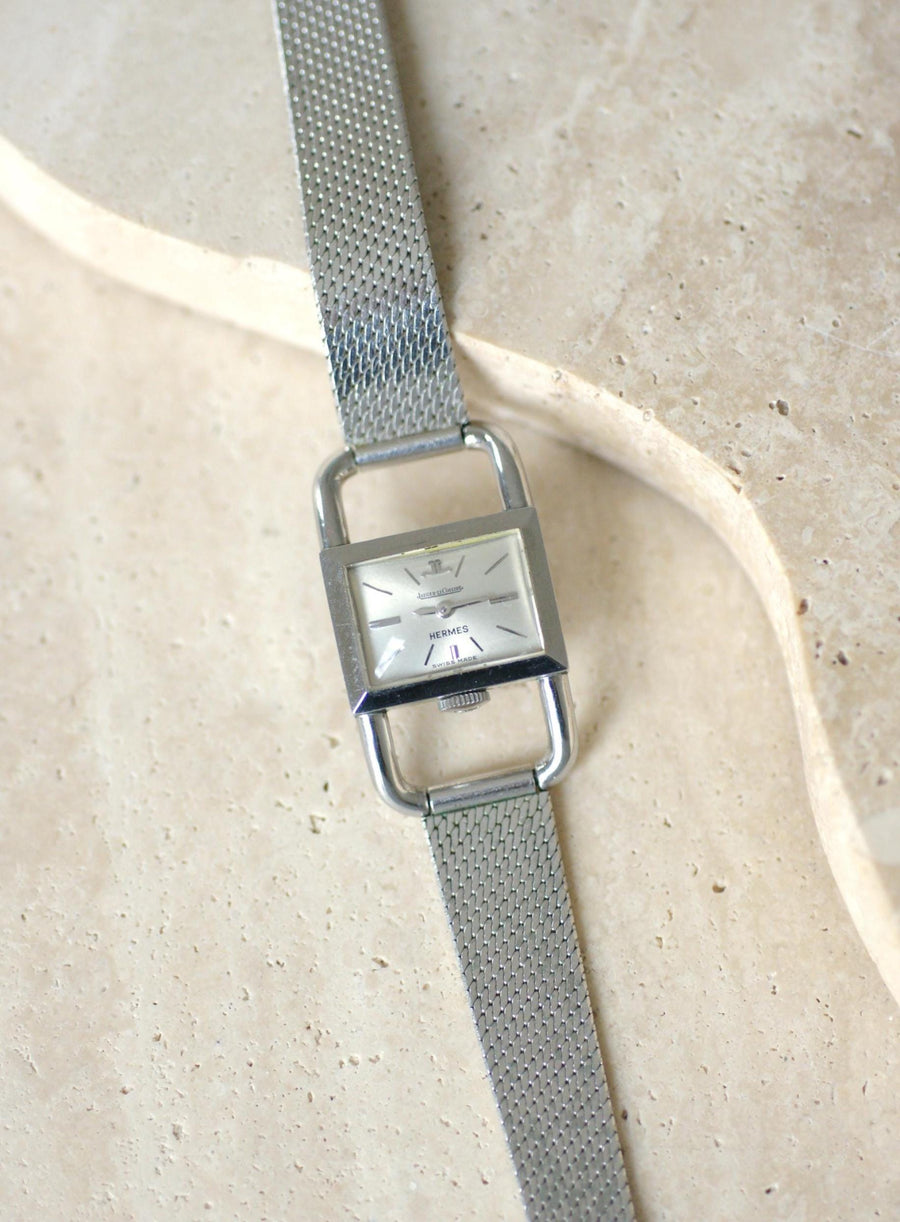 Montre Etrier Jaeger LeCoultre pour Hermès Femme Mécanique Acier Années 70