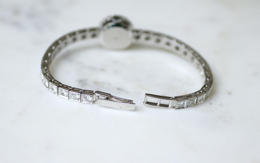 Montre Bracelet de Dame Astral Diamants 5,70 Cts sur Or Blanc Années 60