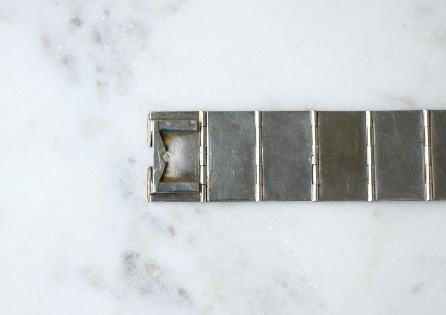 Bracelet Ruban Art Déco Rubis sur Or Rose et Argent