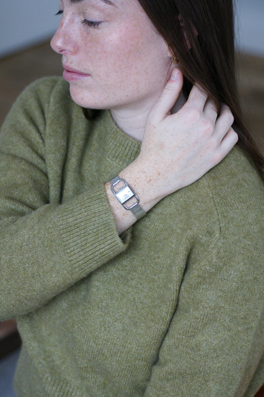 Montre Etrier Jaeger LeCoultre pour Hermès Femme Mécanique Acier Années 70