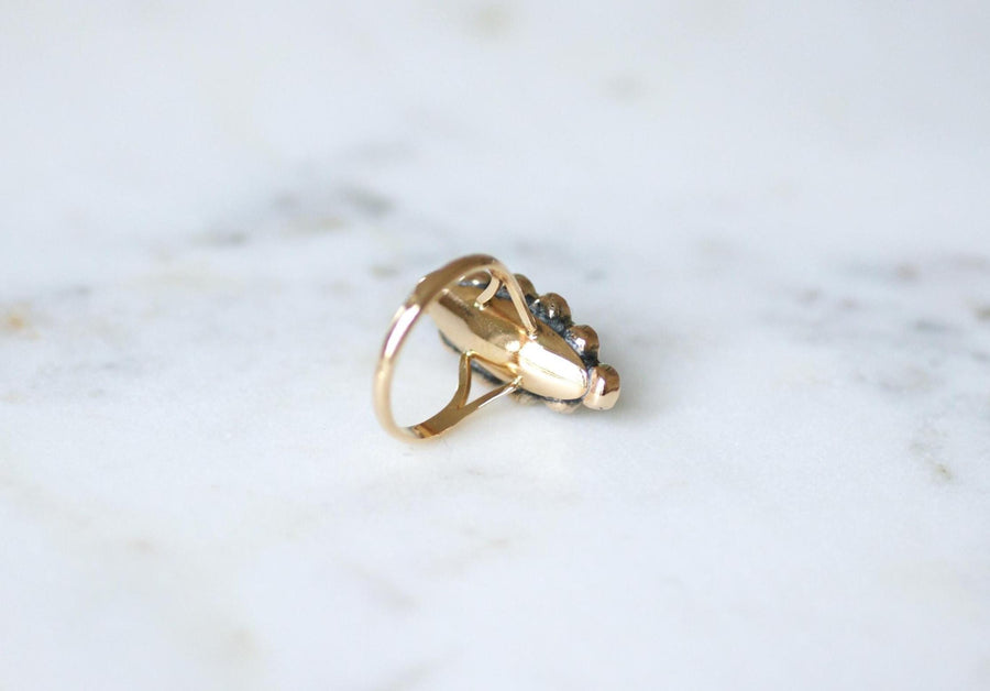 Bague Marquise Ancienne en Or Rose et Grenats de Perpignan