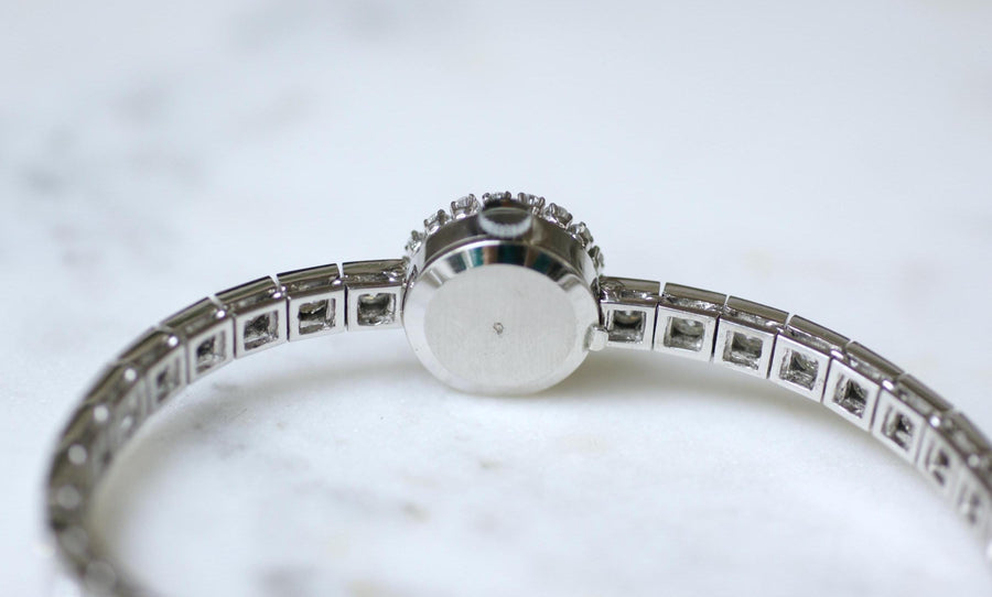 Montre Bracelet de Dame Astral Diamants 5,70 Cts sur Or Blanc Années 60