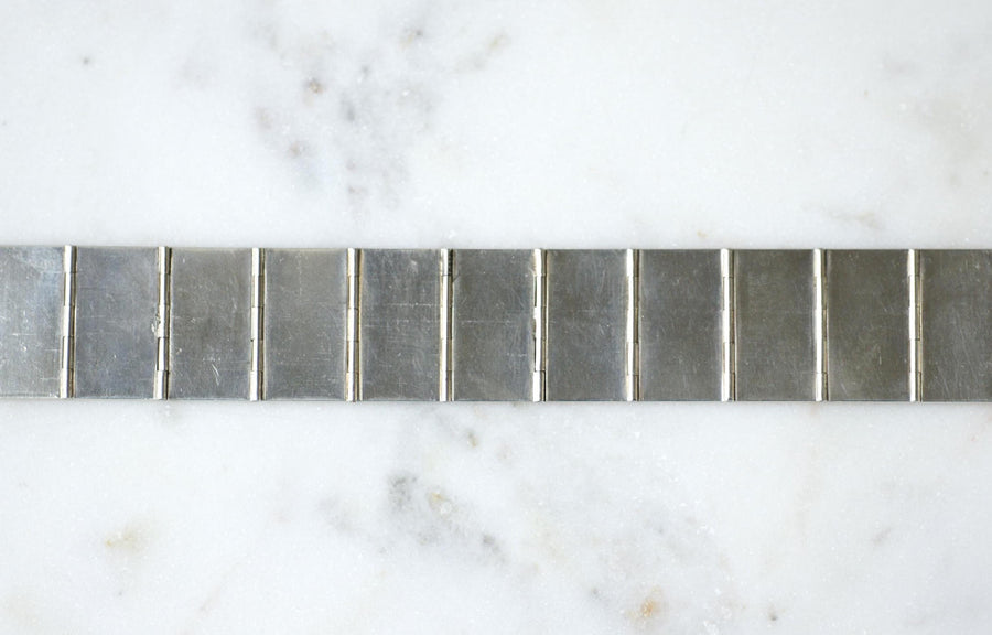 Bracelet Ruban Art Déco Rubis sur Or Rose et Argent