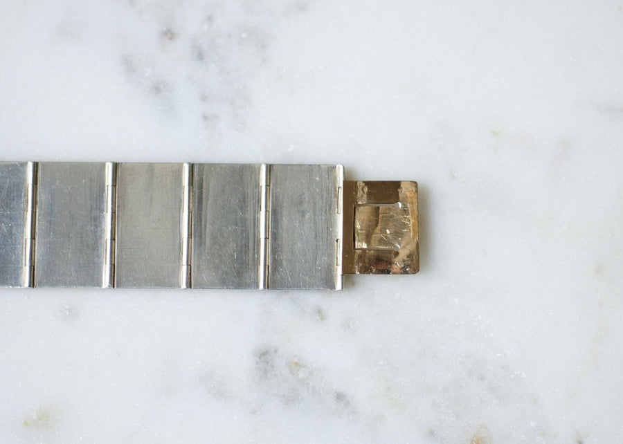 Bracelet Ruban Art Déco Rubis sur Or Rose et Argent