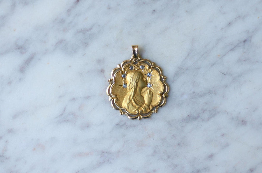 Médaille Vierge Marie Damants Or Jaune - Galerie Pénélope