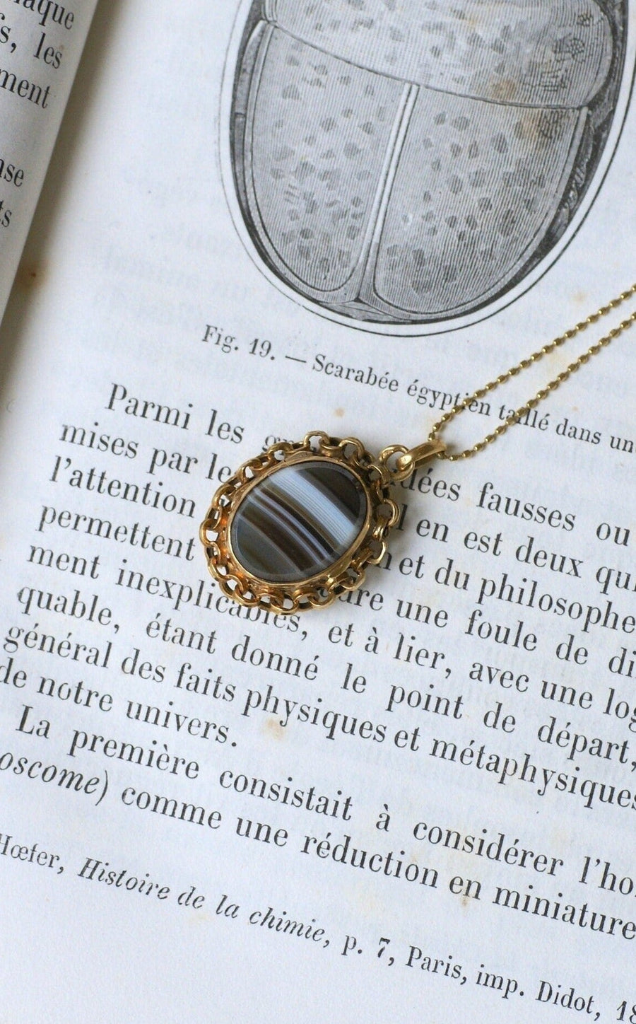 Médaillon Ouvrant Agate et Anneaux Or Jaune - Galerie Pénélope