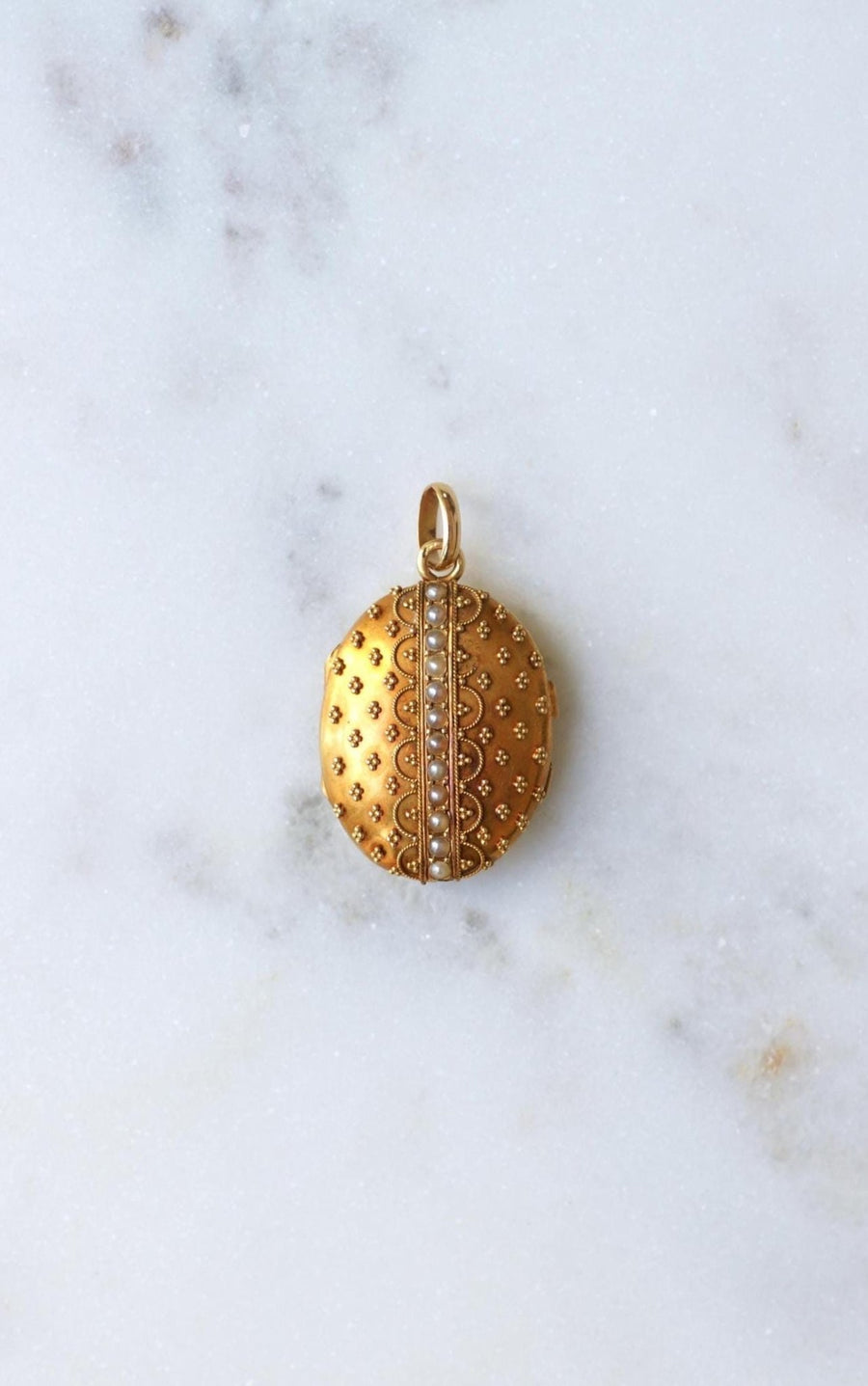 Médaillon Ouvrant Ancien Or Jaune et Perles Fines - Galerie Pénélope