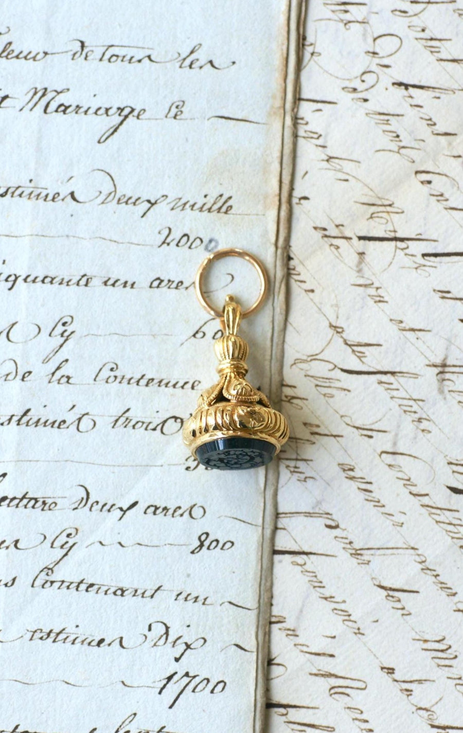 Pendentif Cachet Or Jaune et Jaspe Sanguin - Galerie Pénélope