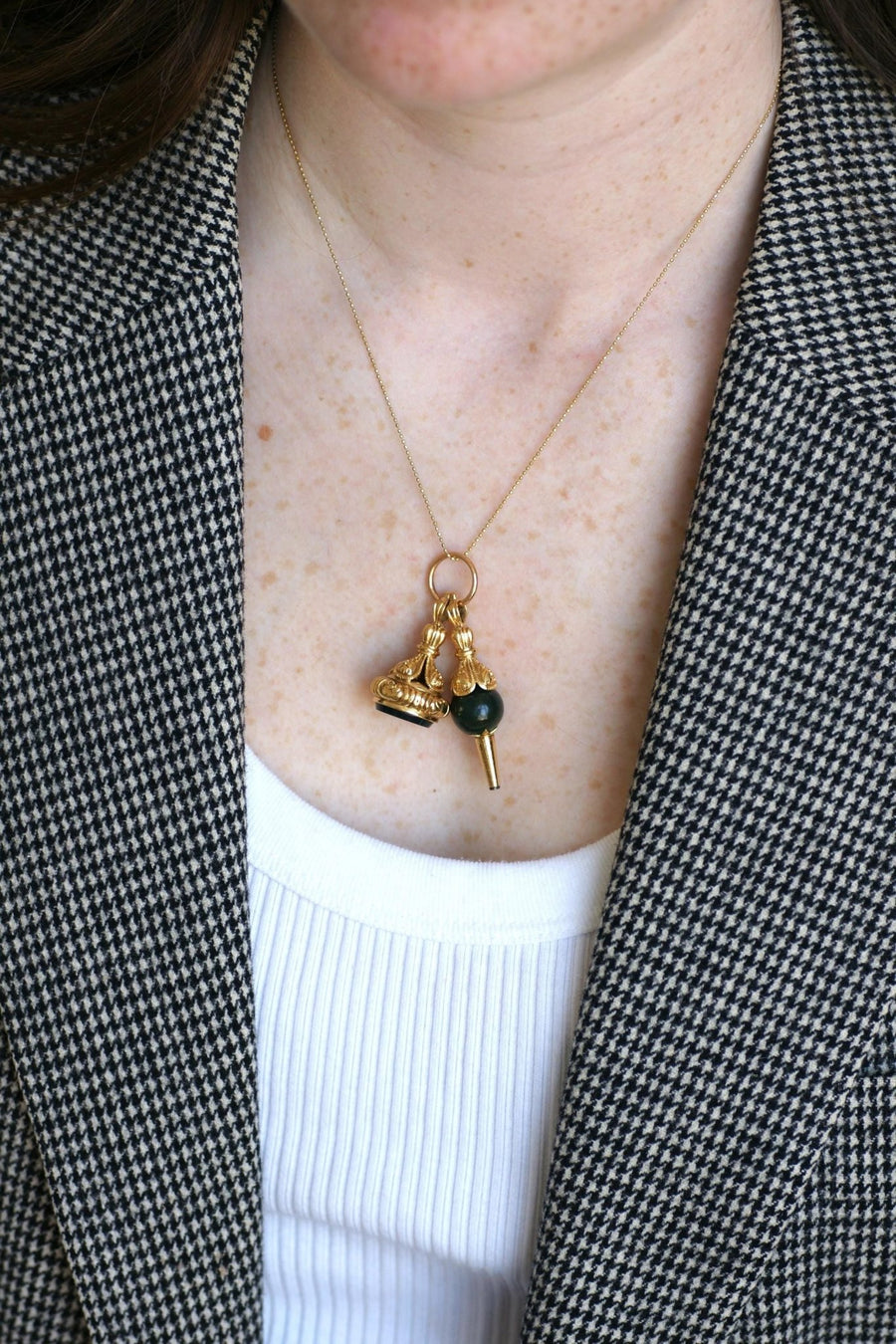 Pendentif Cachet Or Jaune et Jaspe Sanguin - Galerie Pénélope