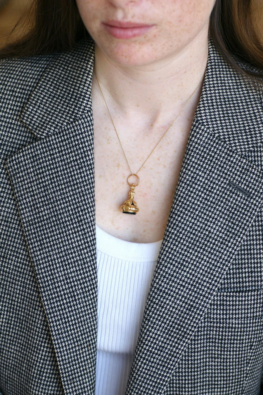 Pendentif Cachet Or Jaune et Jaspe Sanguin - Galerie Pénélope