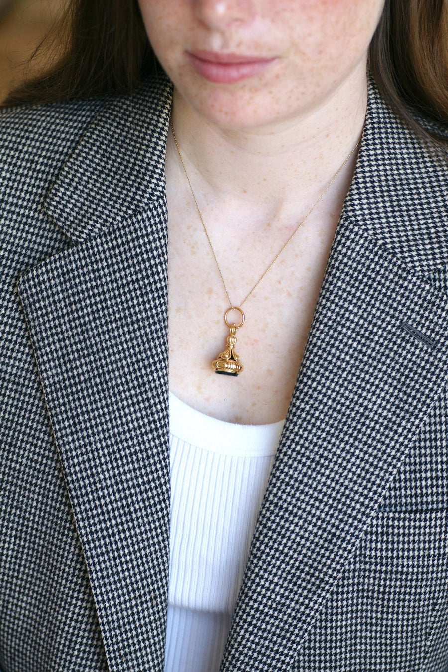 Pendentif Cachet Or Jaune et Jaspe Sanguin - Galerie Pénélope