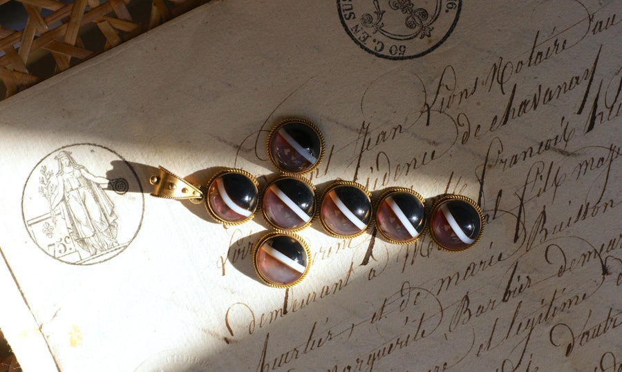 Pendentif Croix Cabochon d'Agate sur Or jaune - Galerie Pénélope