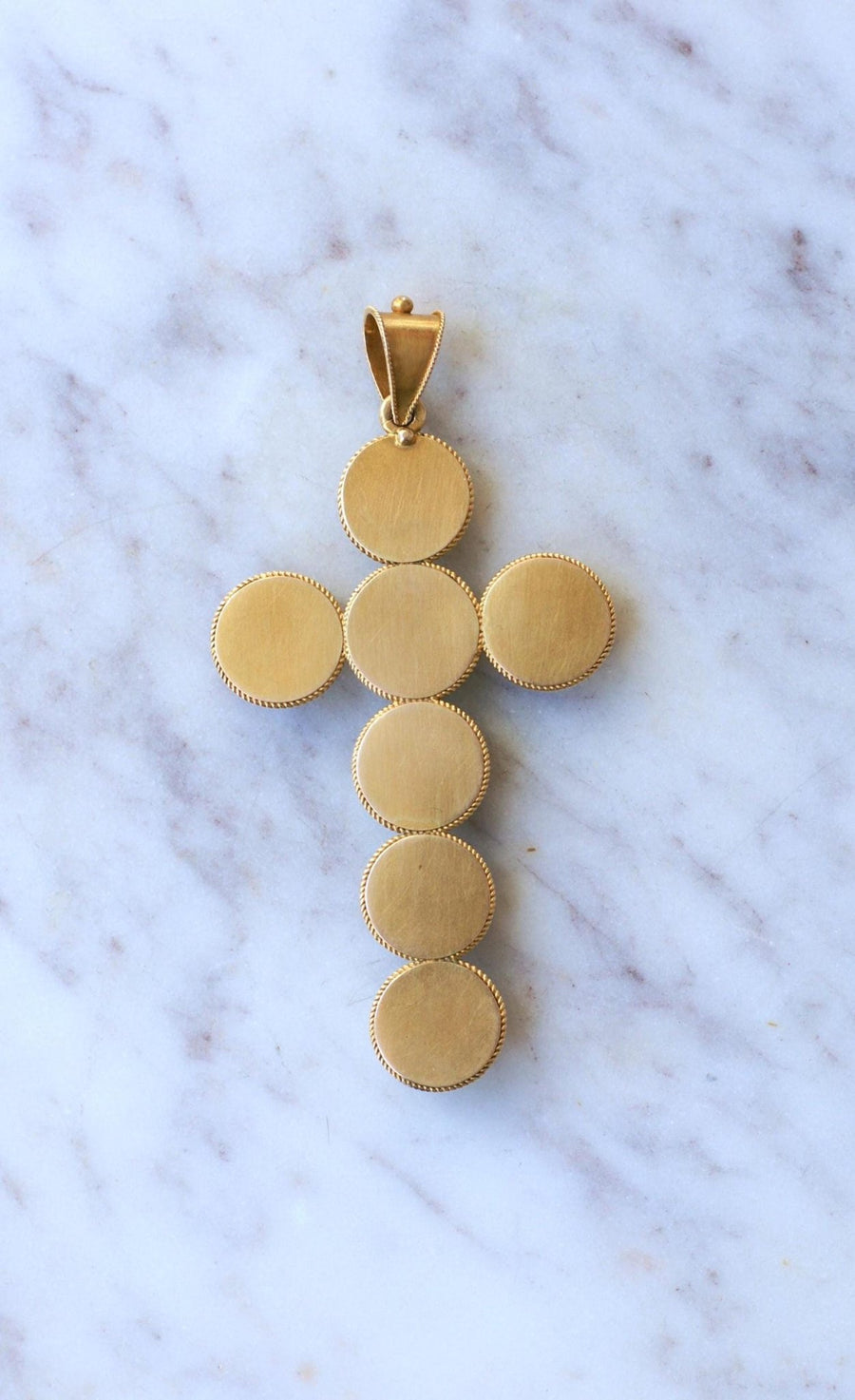 Pendentif Croix Cabochon d'Agate sur Or jaune - Galerie Pénélope