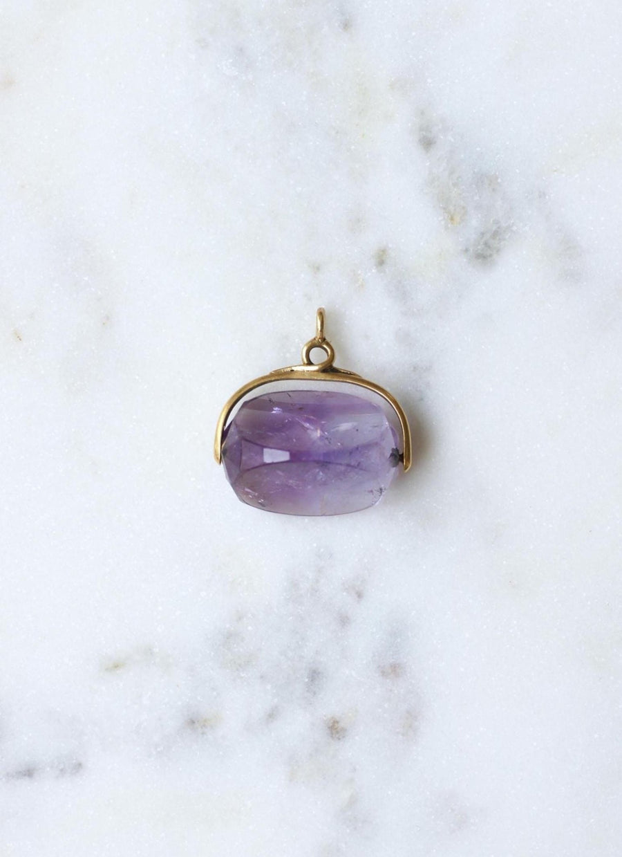 Pendentif Sceau Ancien Pivotant Améthyste sur Or Jaune - Galerie Pénélope