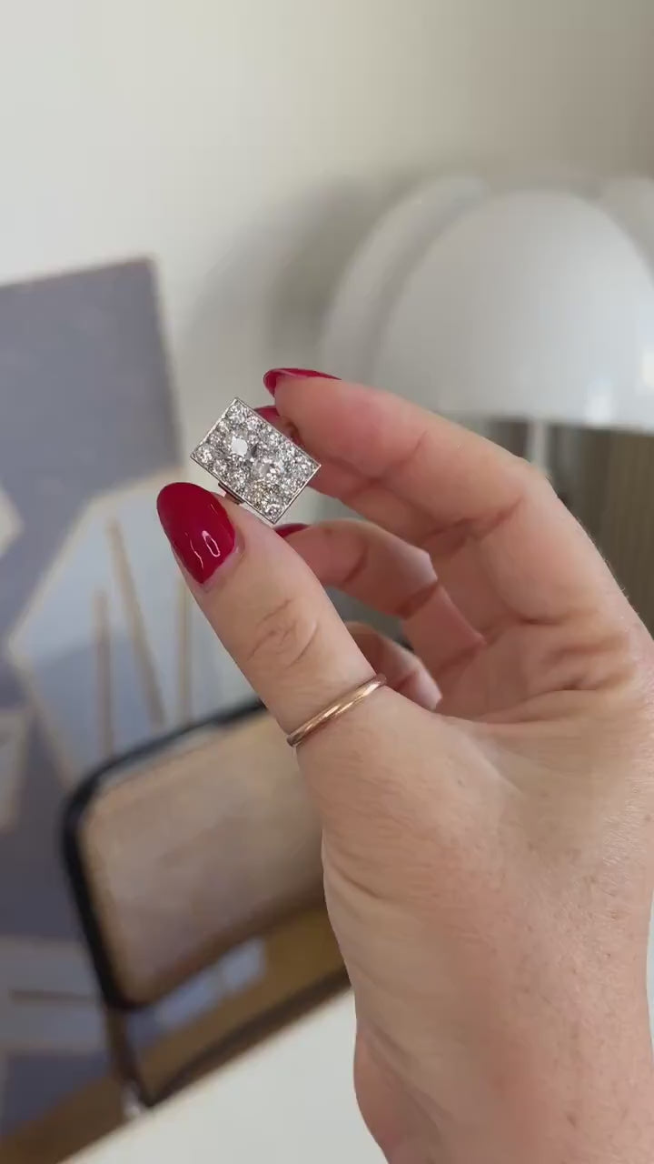 Bague Rectangulaire Art Déco Diamants 3,50 Cts