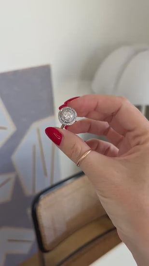 Bague Cible Ronde Art Deco Diamants 1,97 Cts sur Platine et Or blanc