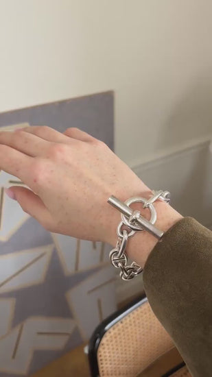 Hermès Anchor Chain Bracelet, Silver, Large Size, 21.50 cm