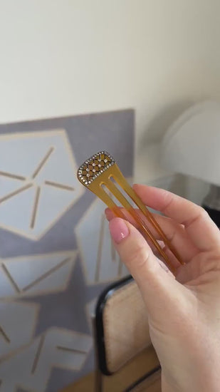 Peigne Ancien Résille Pierres du Rhin sur Argent